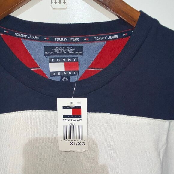 Tommy Jeans Men's Multicolor Coloblock Stripe Cotton Crew Neck T-Shirt XL NWT - Picture 5 of 9